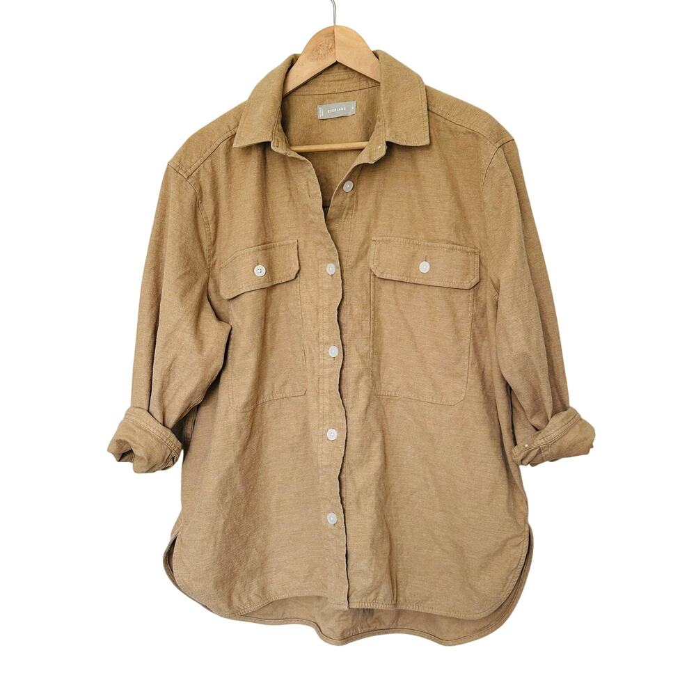 Everlane Tan Cotton Utility Shacket XL Oversized Shirt Jacket